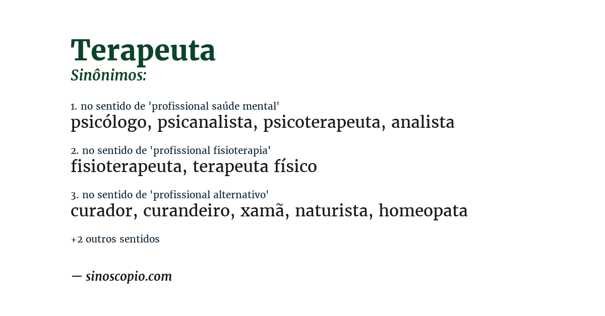 Sinônimo de terapeuta
