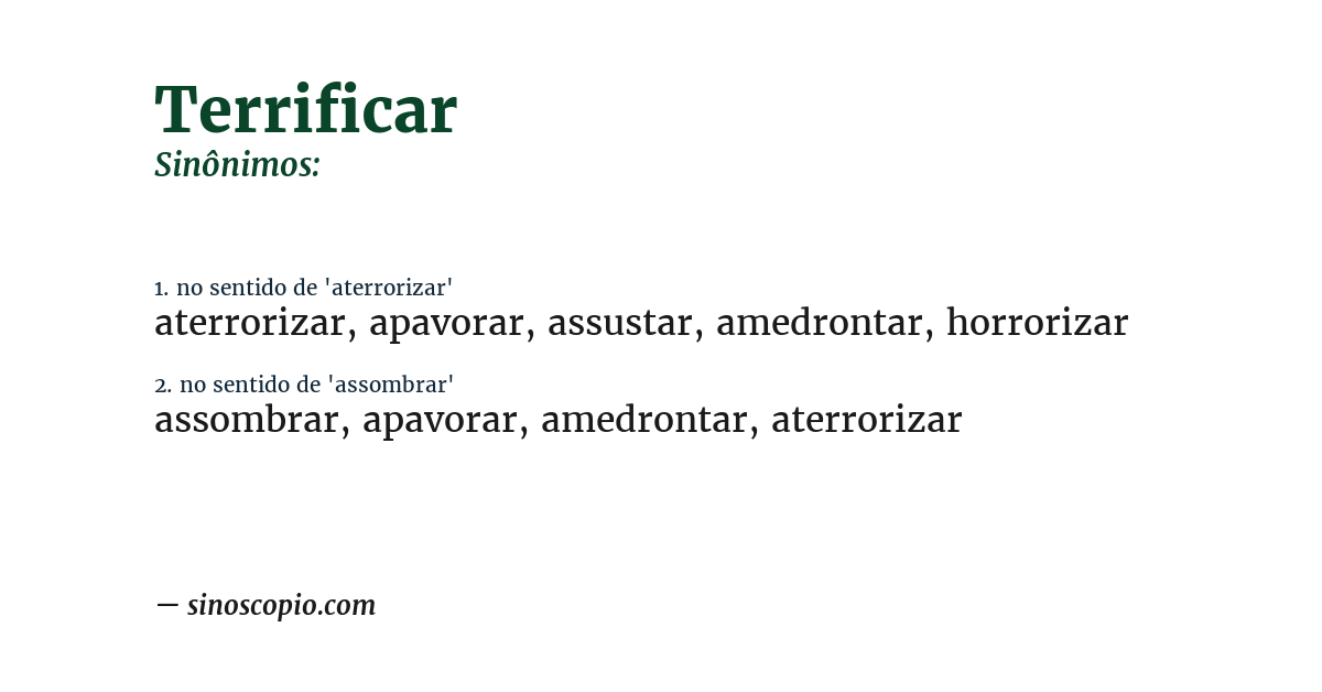 Sinônimo de terrificar