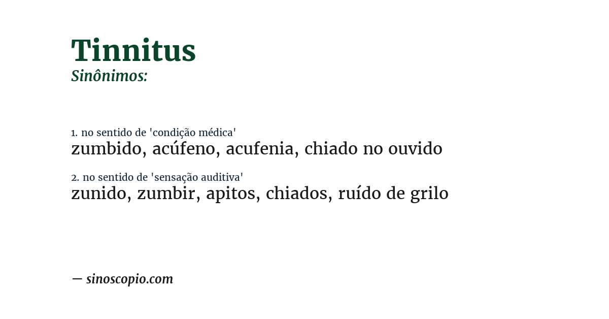 Sinônimo de tinnitus