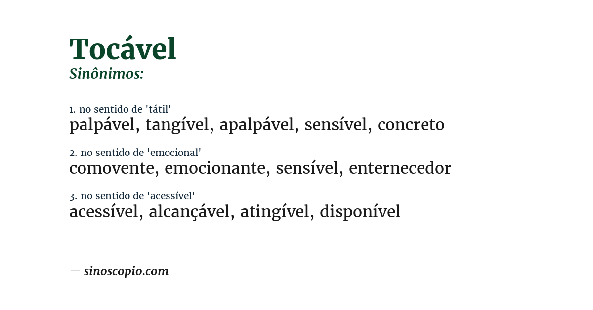 Sinônimo de tocável