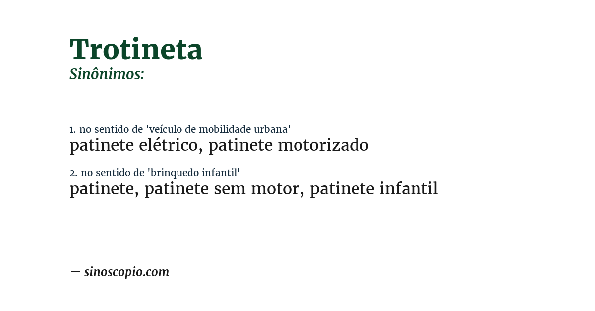 Sinônimo de trotineta