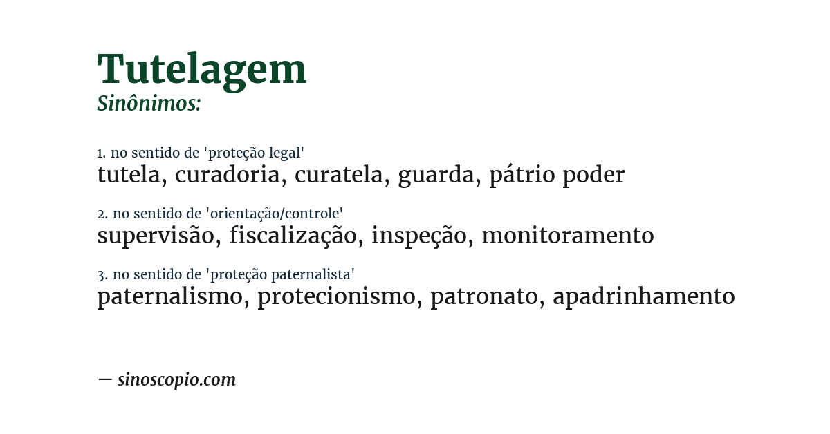 Sinônimo de tutelagem