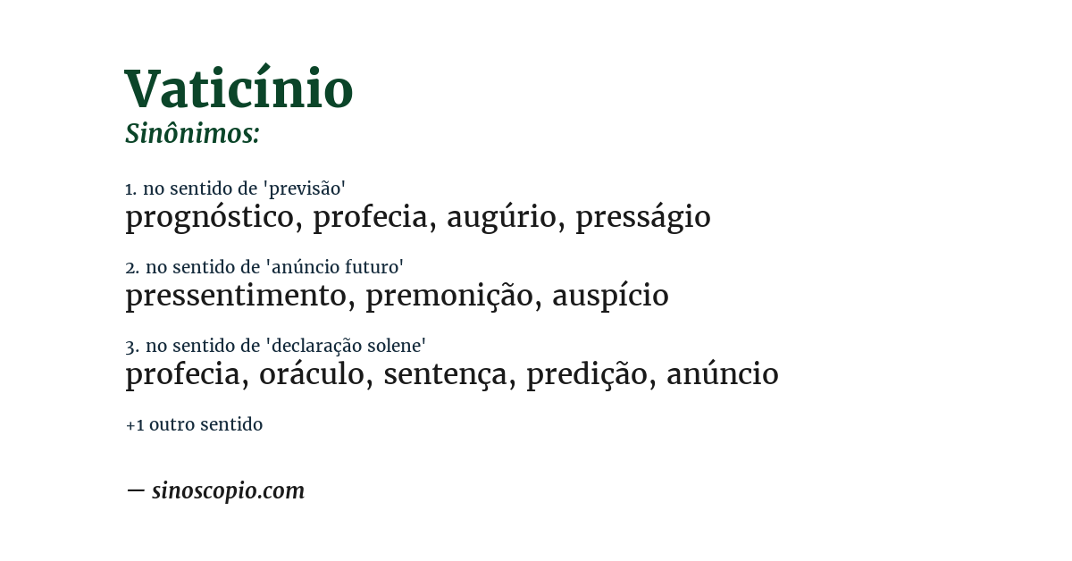 Sinônimo de vaticínio