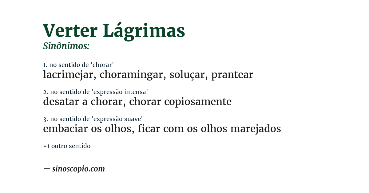 Sinônimo de verter lágrimas