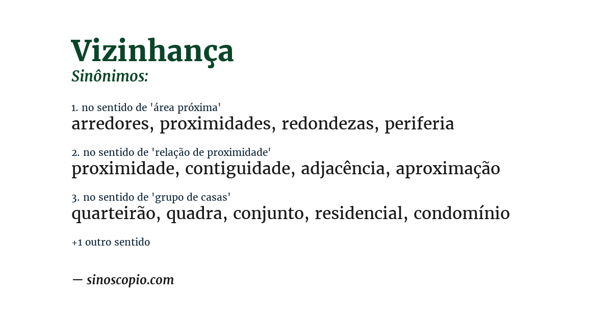Sinônimo de vizinhança