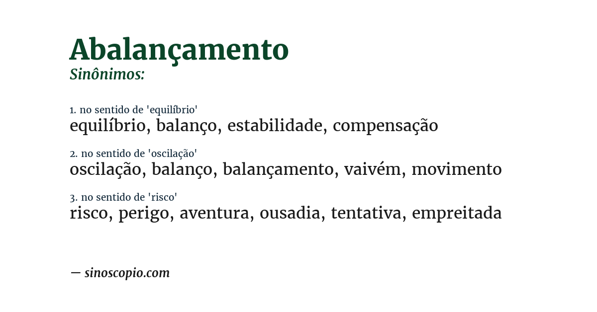 Sinônimo de abalançamento