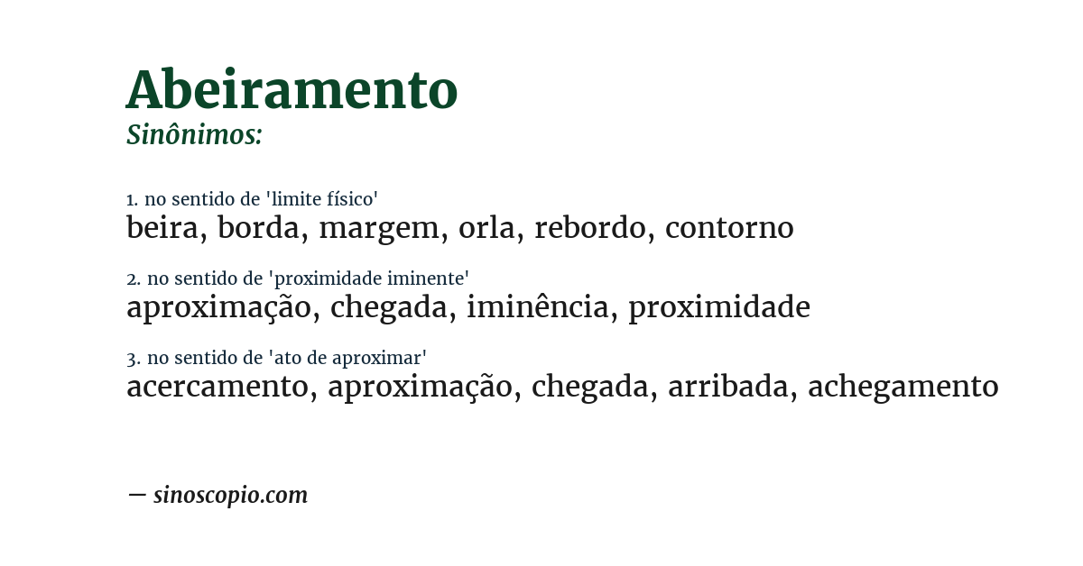 Sinônimo de abeiramento