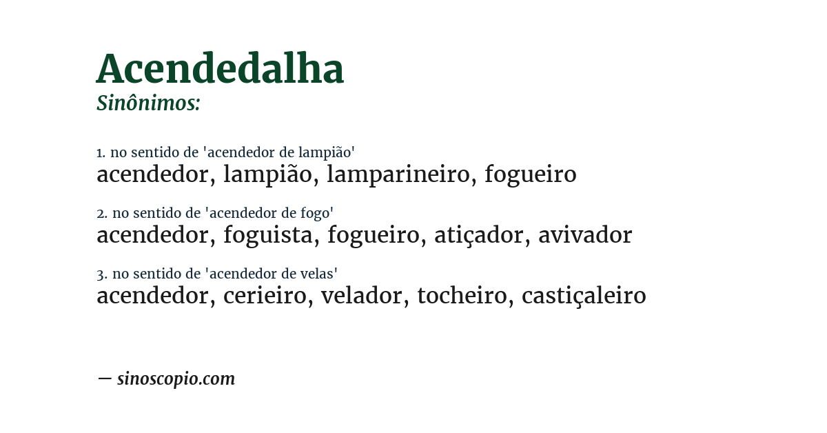 Sinônimo de acendedalha
