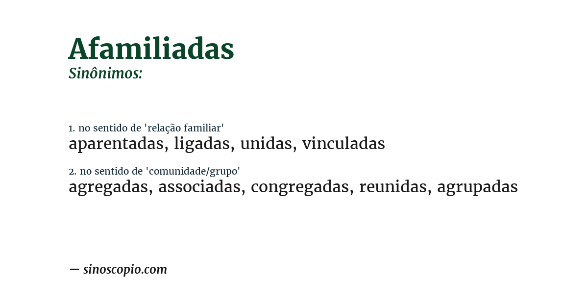 Sinônimo de afamiliadas