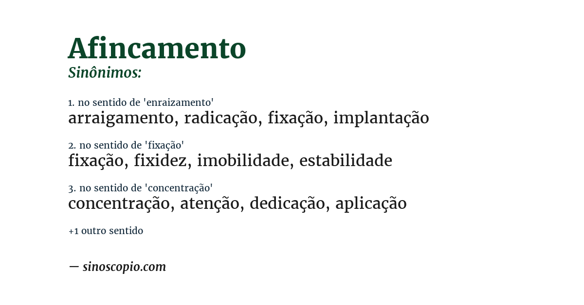 Sinônimo de afincamento