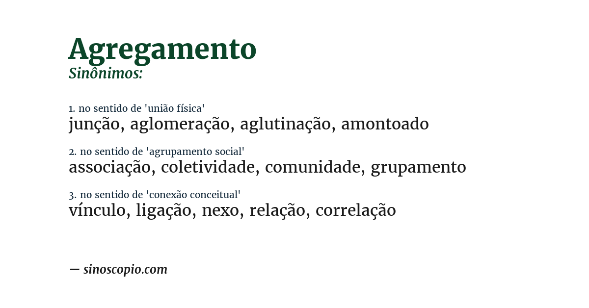 Sinônimo de agregamento