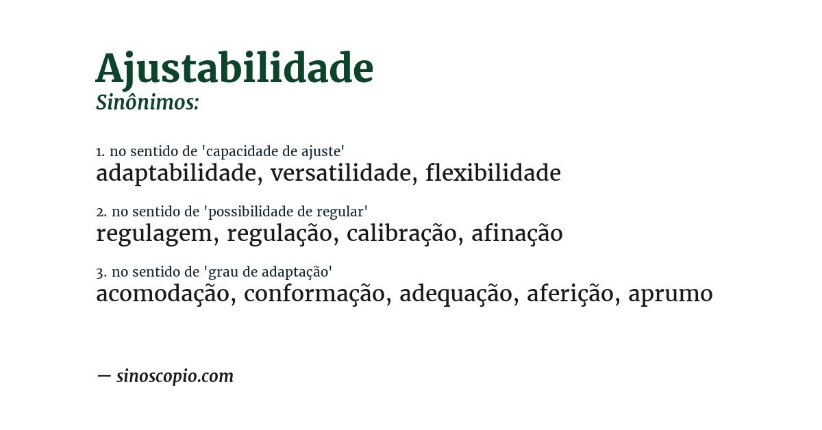 Sinônimo de ajustabilidade