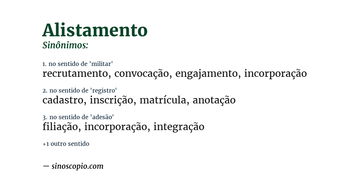 Sinônimo de alistamento