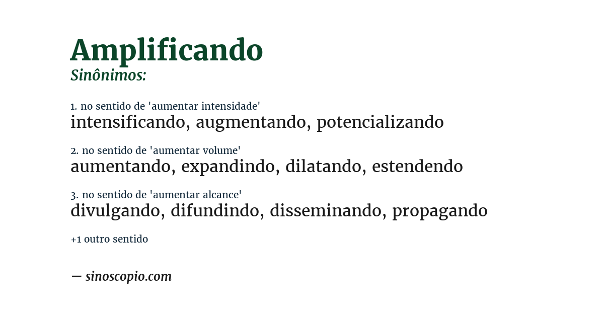 Sinônimo de amplificando
