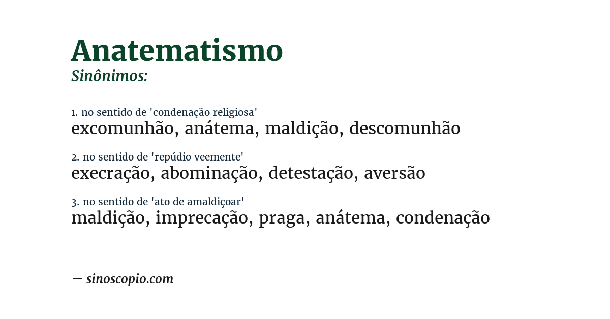 Sinônimo de anatematismo