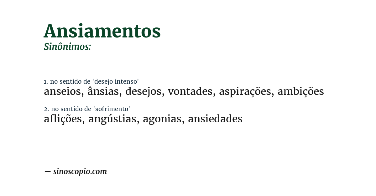 Sinônimo de ansiamentos