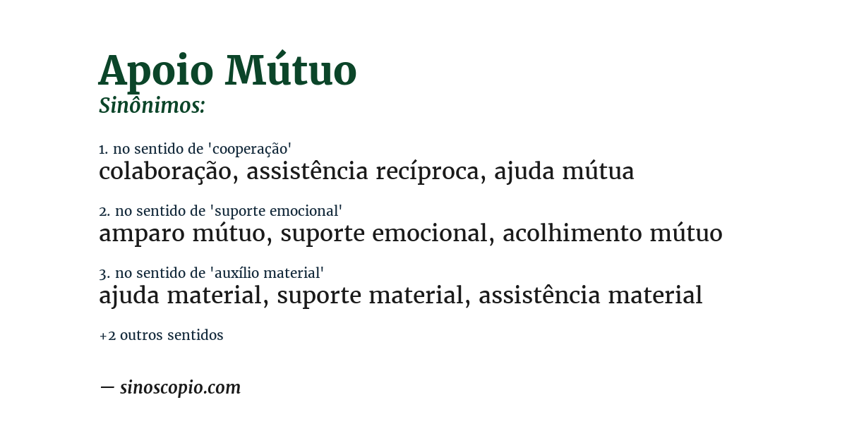 Sinônimo de apoio mútuo