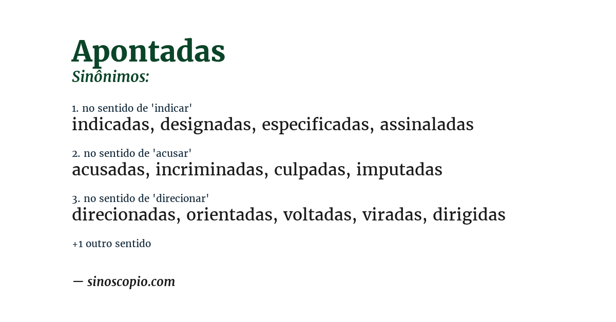 Sinônimo de apontadas