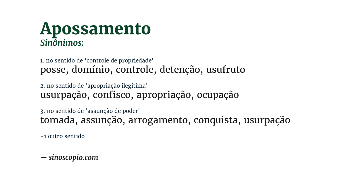 Sinônimo de apossamento
