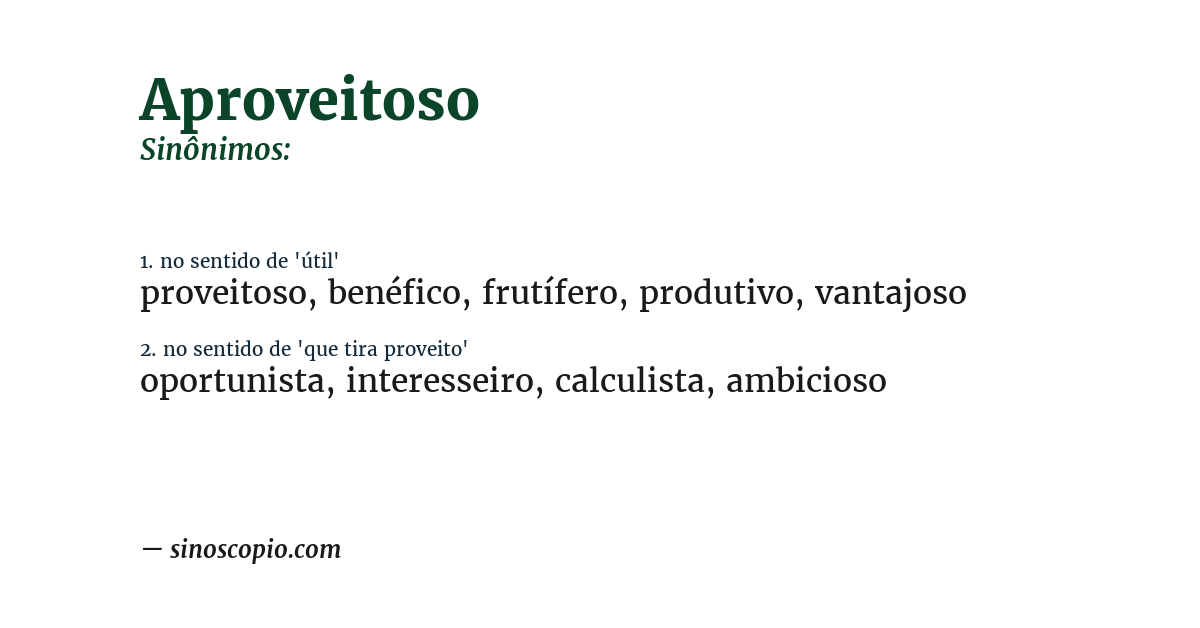 Sinônimo de aproveitoso