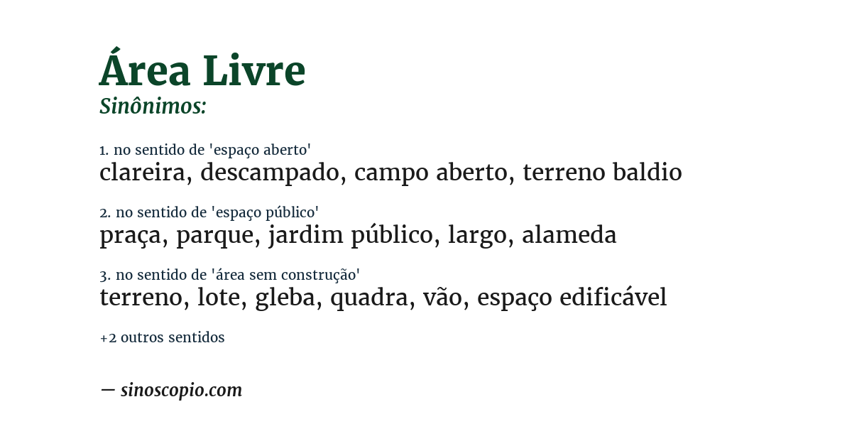 Sinônimo de área livre