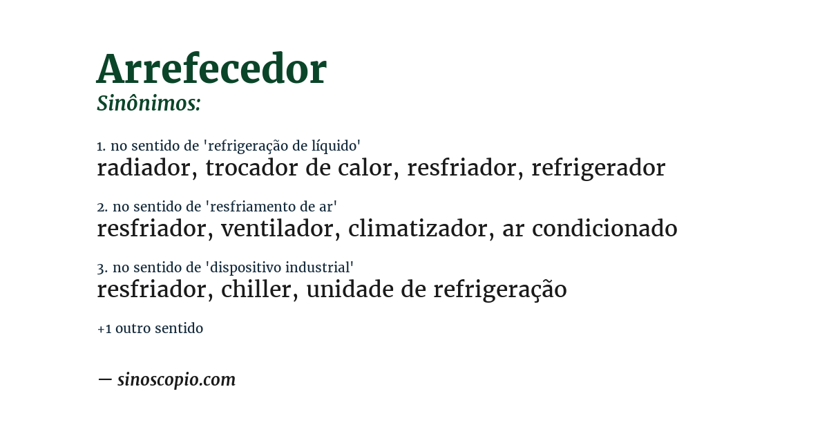 Sinônimo de arrefecedor