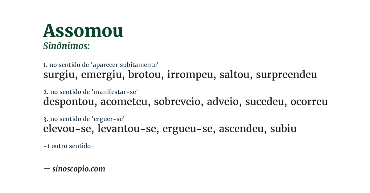 Sinônimo de assomou