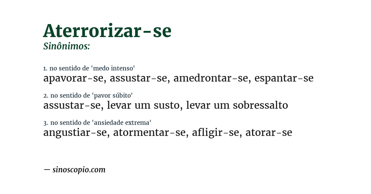 Sinônimo de aterrorizar-se