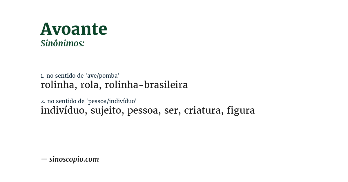 Sinônimo de avoante