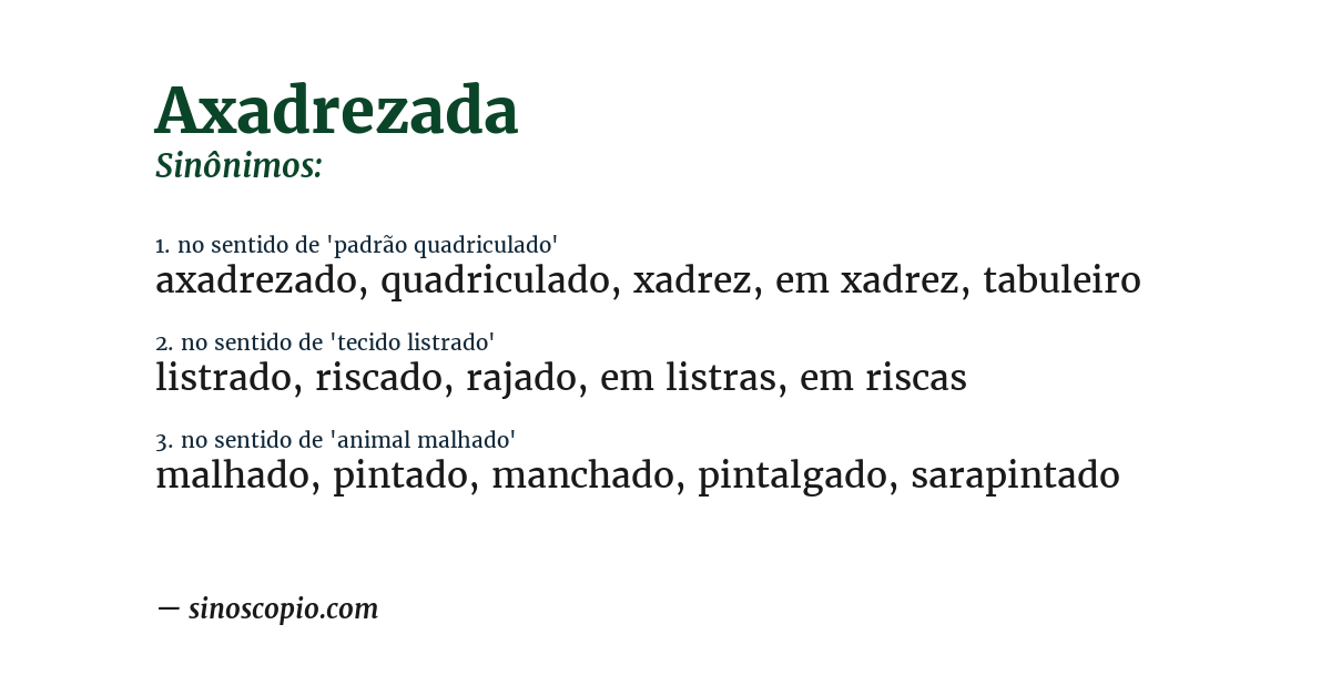 Sinônimo de axadrezada