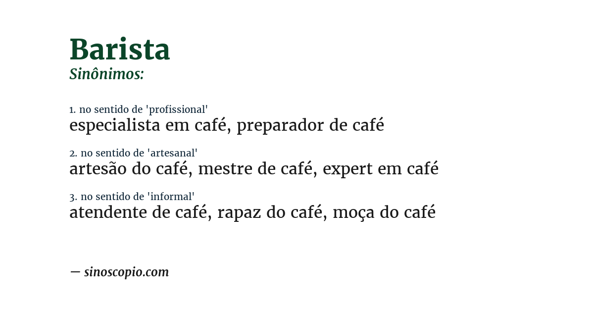Sinônimo de barista
