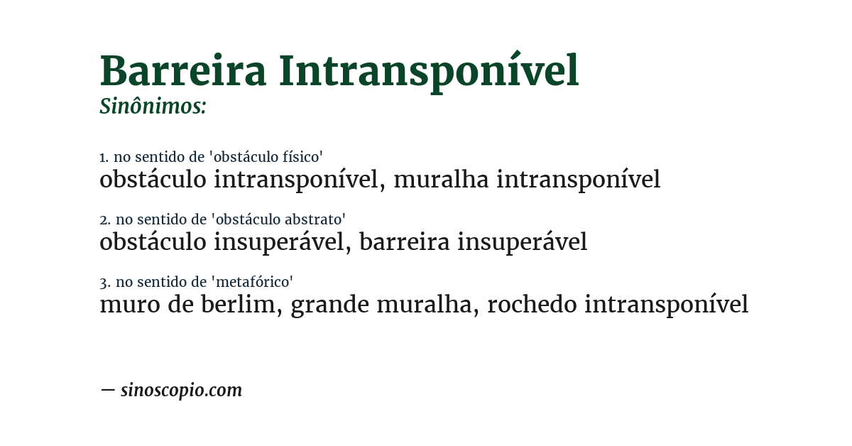 Sinônimo de barreira intransponível