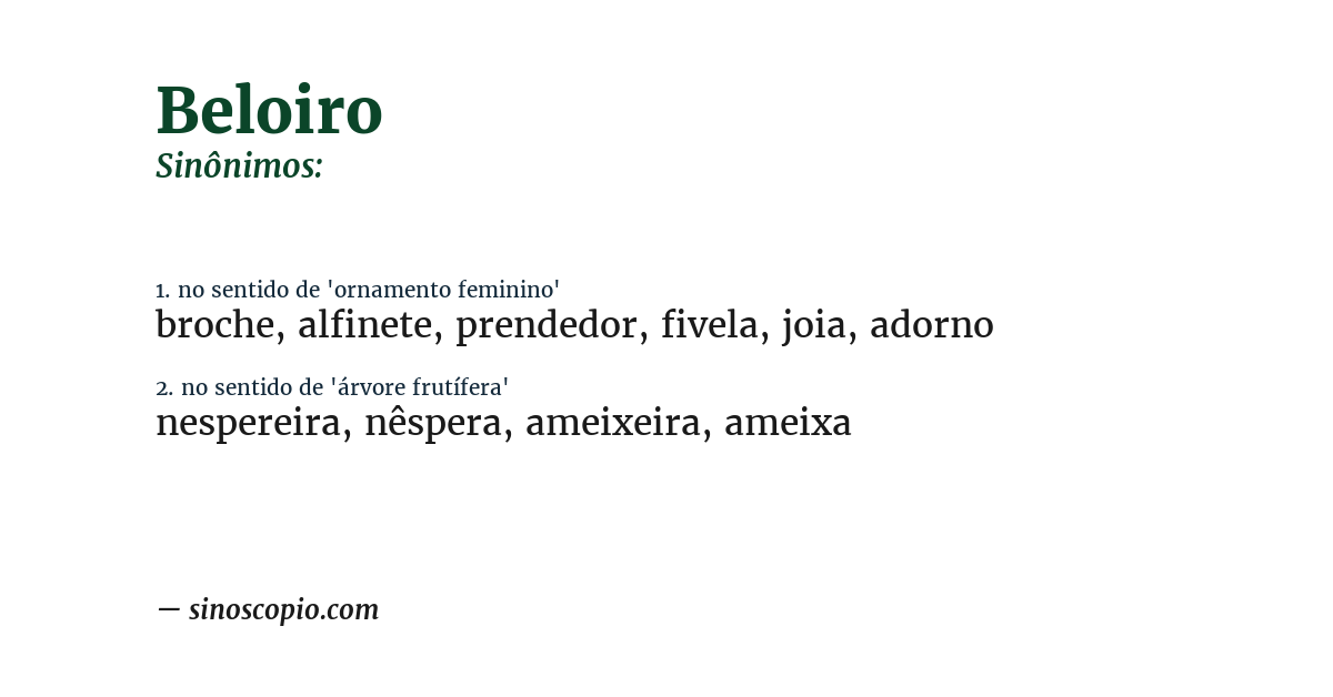 Sinônimo de beloiro