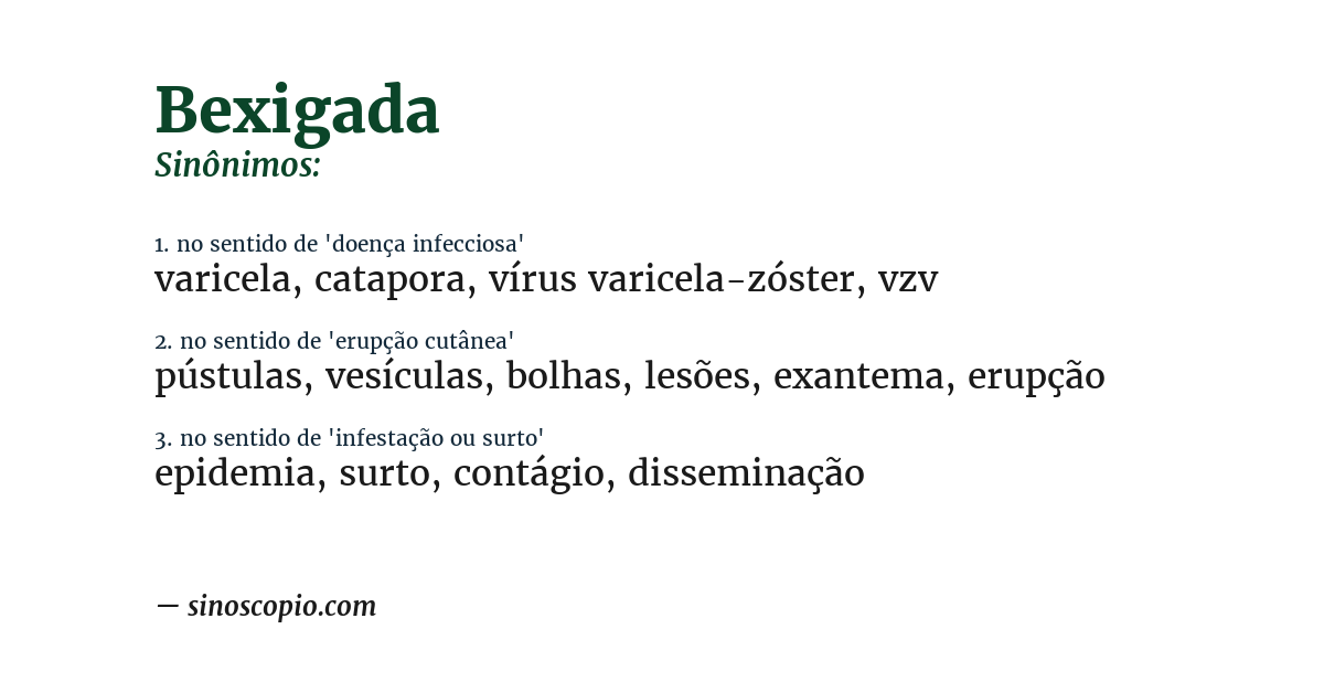 Sinônimo de bexigada