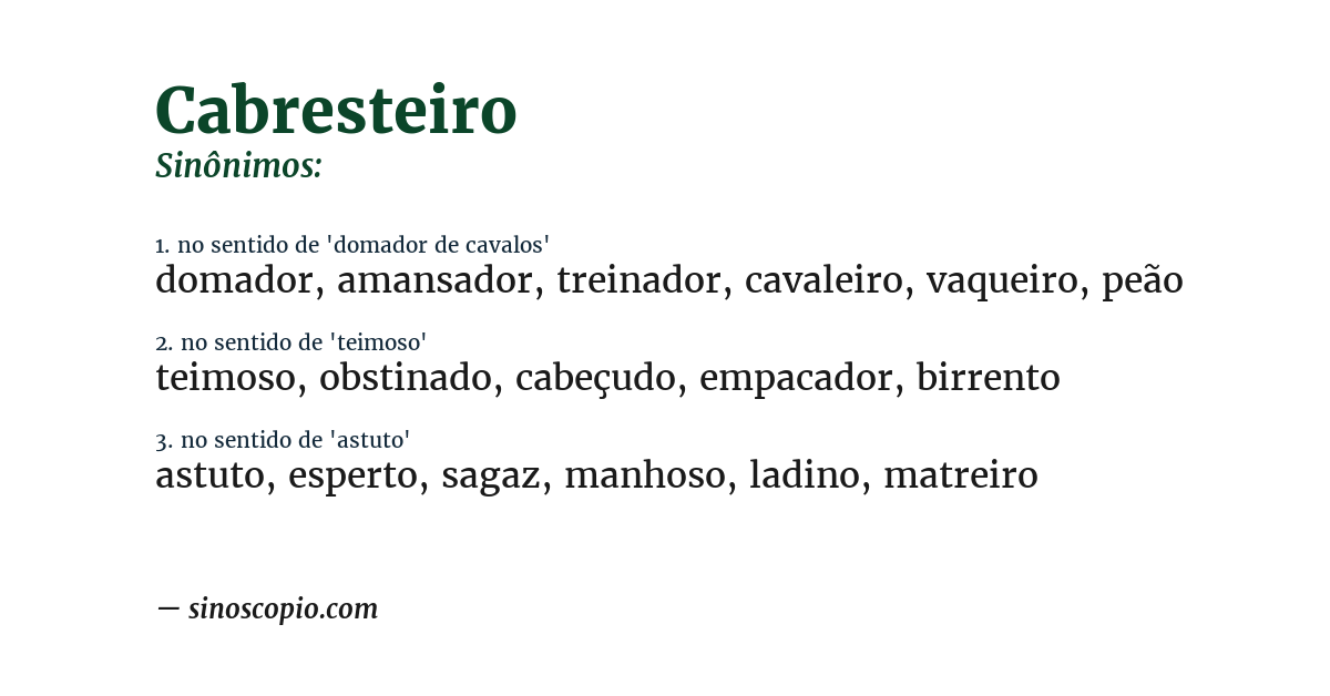 Sinônimo de cabresteiro