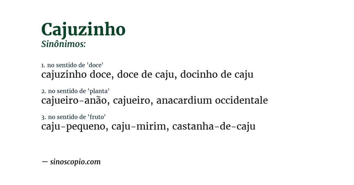 Sinônimo de cajuzinho