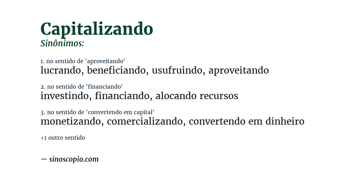 Sinônimo de capitalizando
