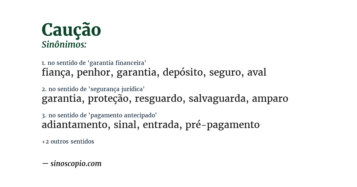 Sinônimo de caução