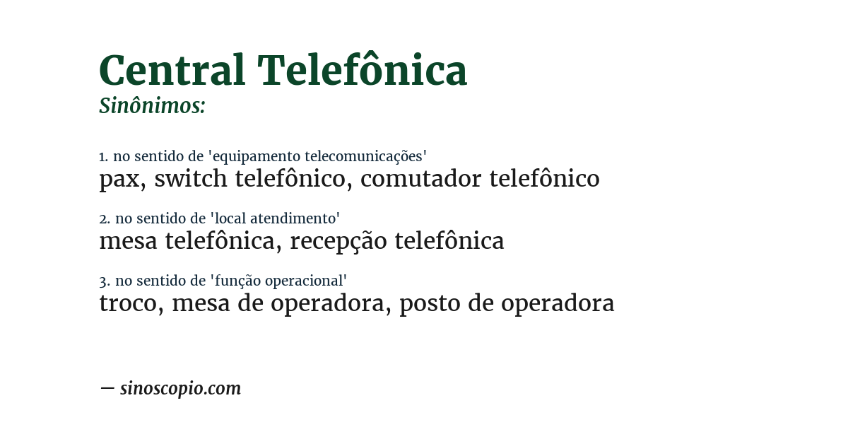 Sinônimo de central telefônica