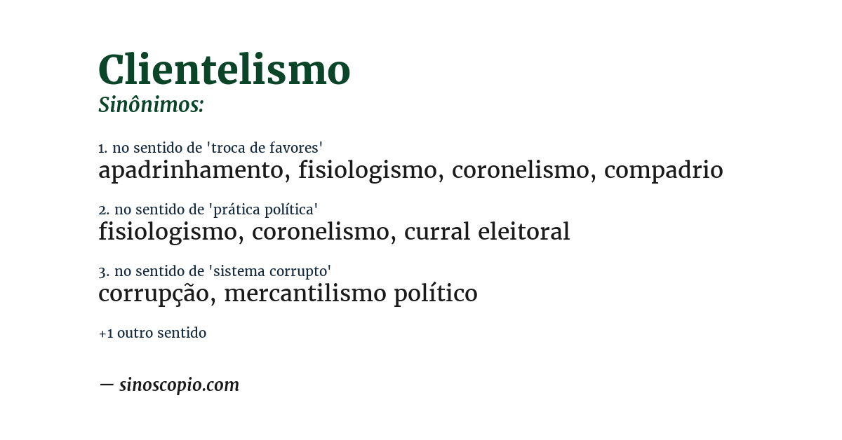 Sinônimo de clientelismo