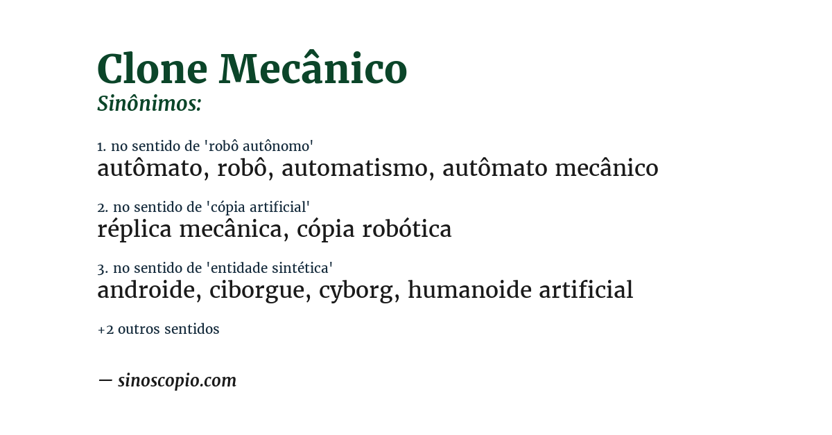 Sinônimo de clone mecânico