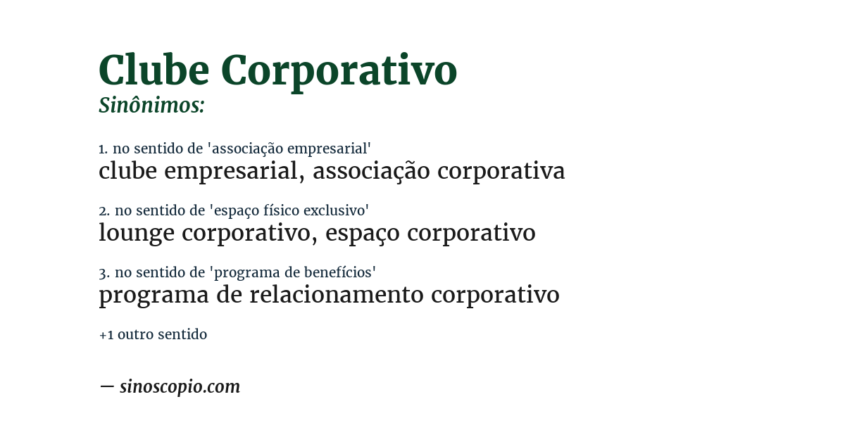 Sinônimo de clube corporativo