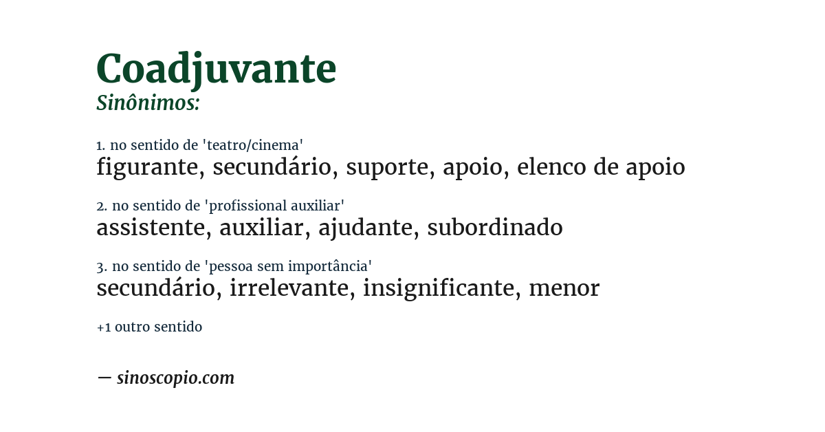 Sinônimo de coadjuvante
