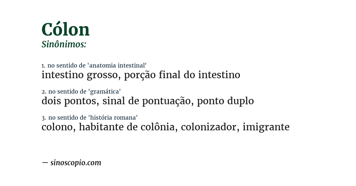 Sinônimo de cólon
