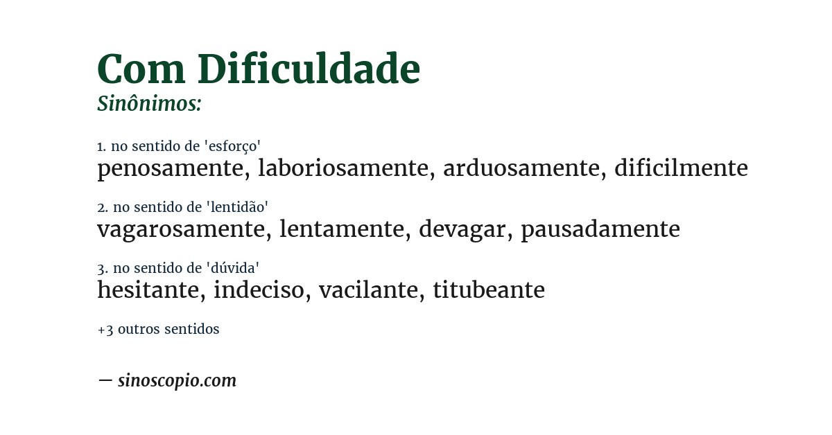 Sinônimo de com dificuldade