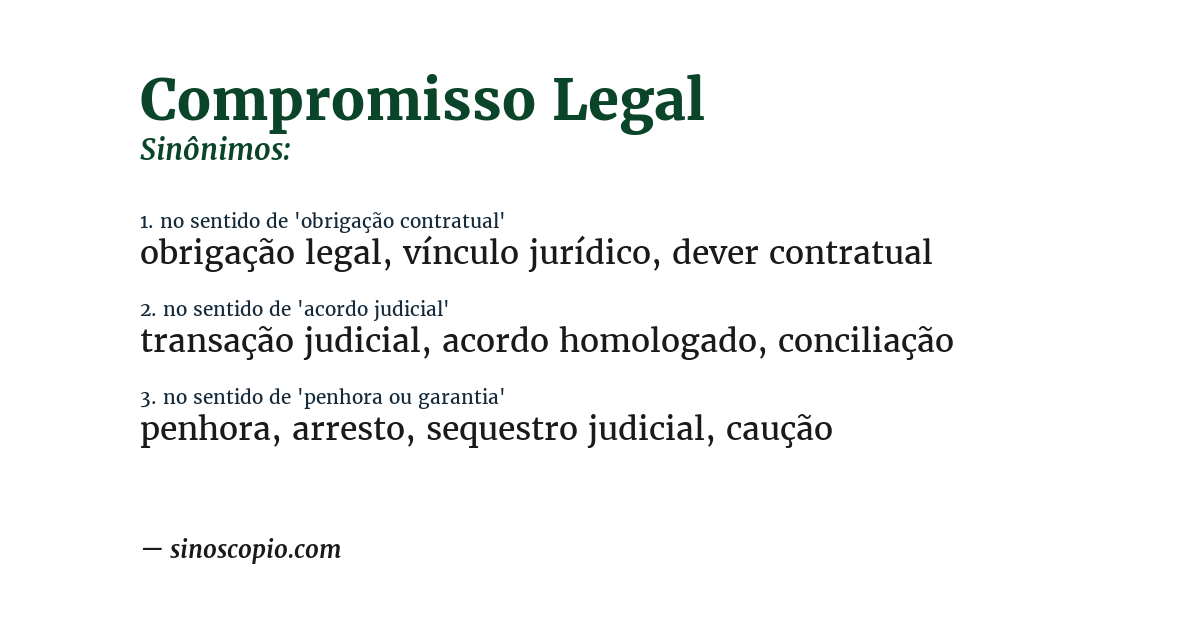 Sinônimo de compromisso legal