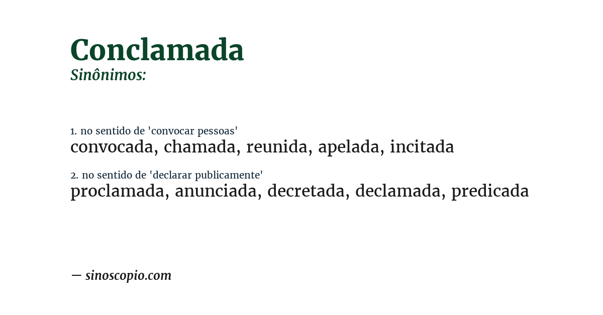 Sinônimo de conclamada