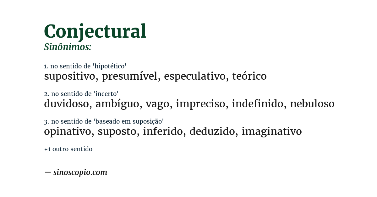 Sinônimo de conjectural