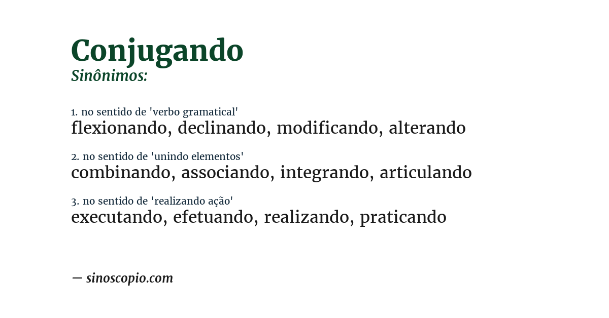 Sinônimo de conjugando