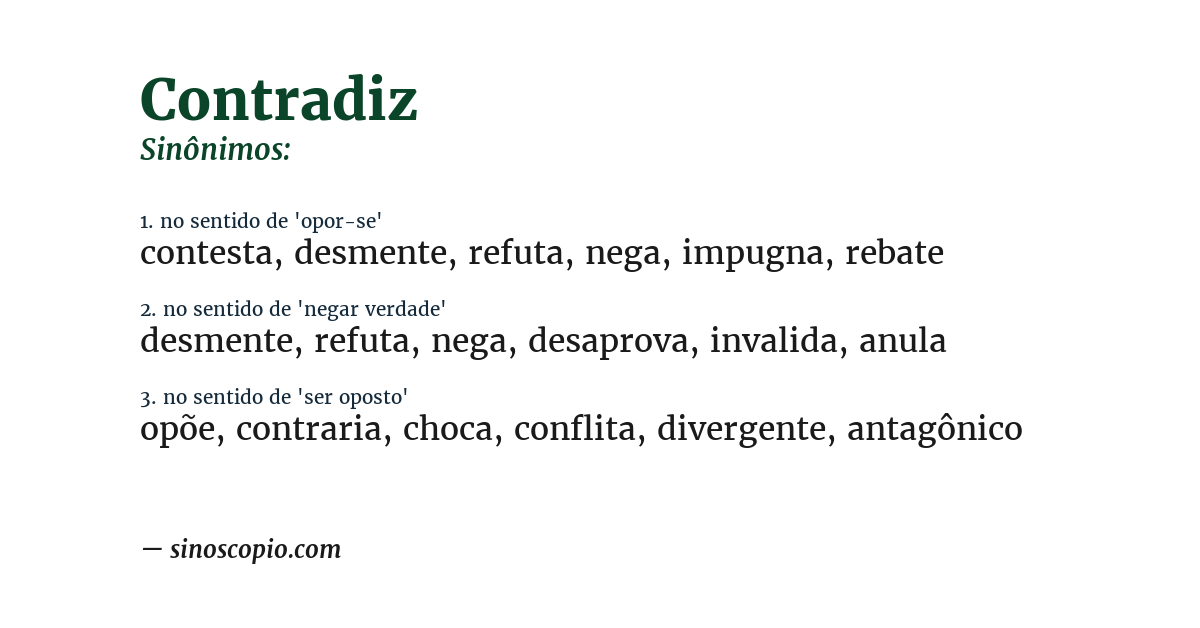 Sinônimo de contradiz